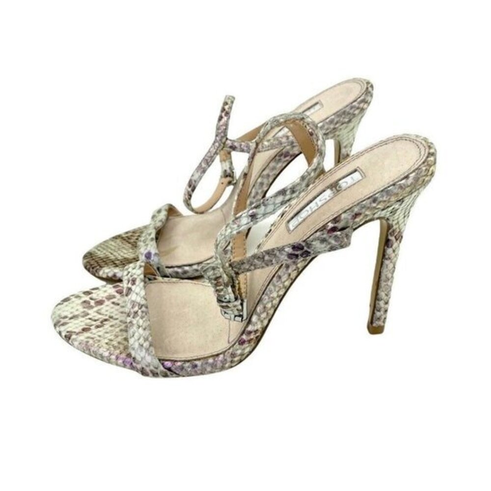 Topshop Heels Snake Effect Leather High Heel Sandals Shoes SS 38 EU NEW